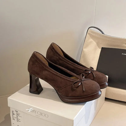 Bow Accent Mid Heel Pumps – Women's Elegant Dress Shoes