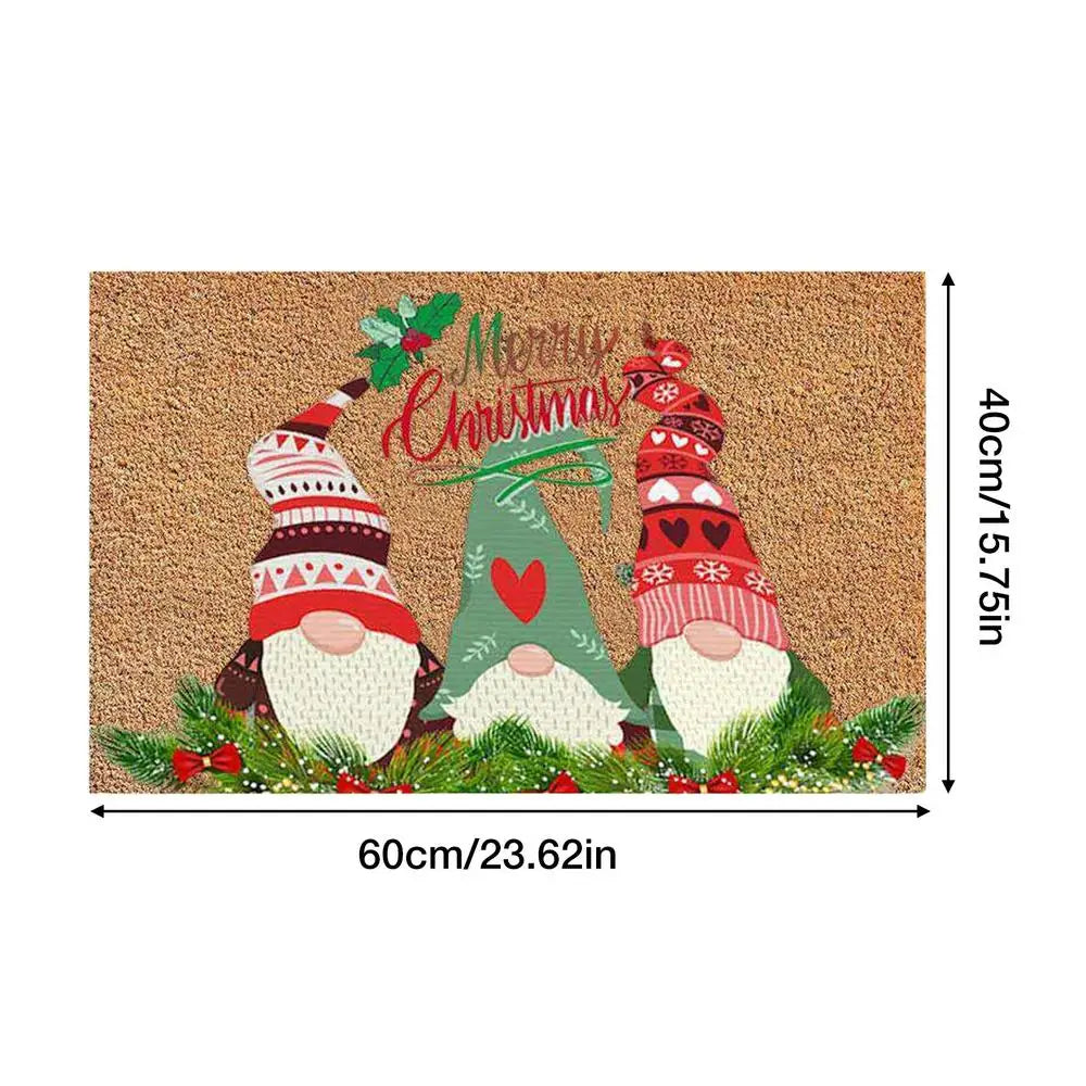 Christmas Gnome Welcome Door Mat – Indoor Outdoor Holiday Rug