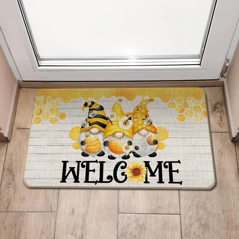 Sunflower Welcome Doormat – Spring Summer Floral Front Door Mat