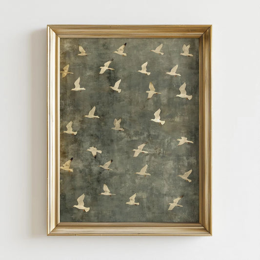 Birds in Flight Wall Art Print – Vintage Minimalist Nature Poster