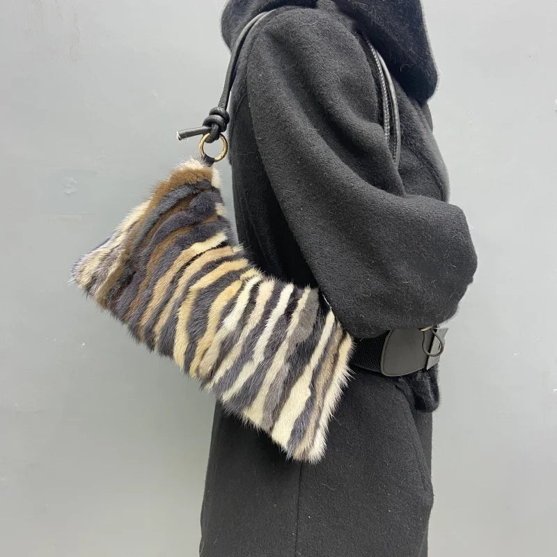 Mink Fur Shoulder Bag – Luxury Women's Crossbody Handbag