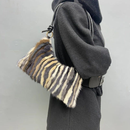 Mink Fur Shoulder Bag – Luxury Women's Crossbody Handbag