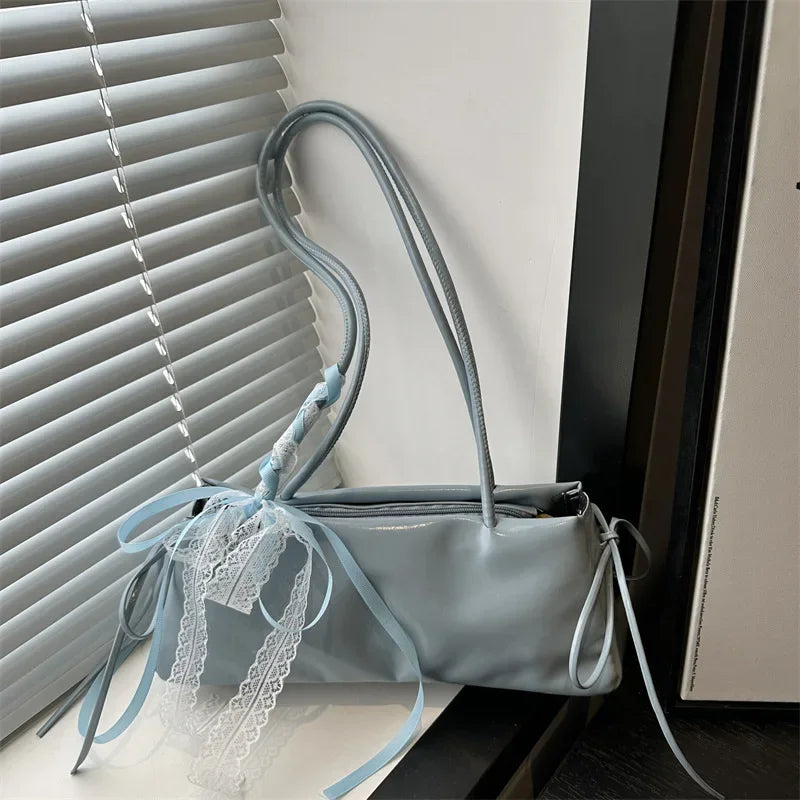 French Elegant Korean Bow Decoration Pu High-quality Square Bag