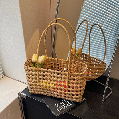 Vegetable Basket Women Straw Bags