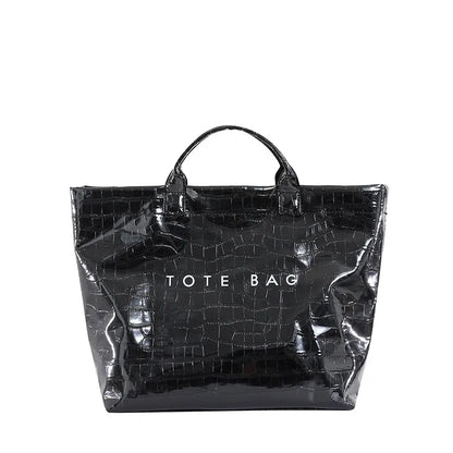 Crocodile Texture Tote Bag Pvc Kraft Paper Large Capacity Luxury Hobo Handbag