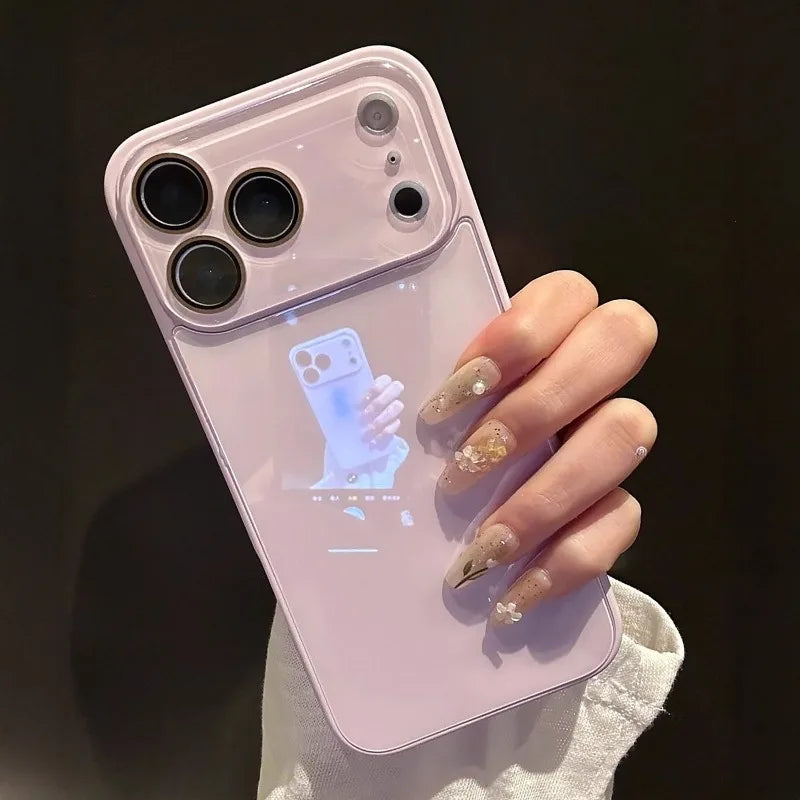 Candy Color Tempered Glass iPhone Case with Camera Protection