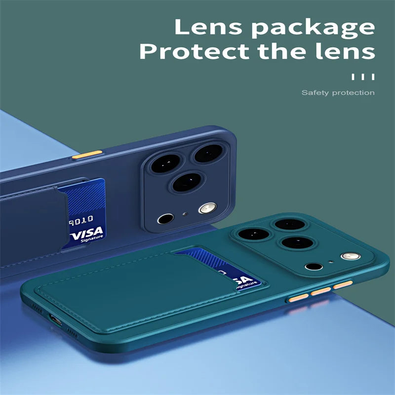 Silicone Card Holder iPhone Case – Wallet Slot Back Cover