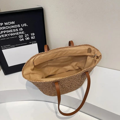 Big Weave Zipper Summer New Fashion Shoulder Bags