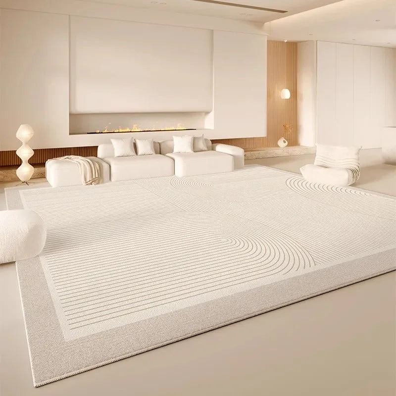 Minimalist Cream Area Rug – Soft Non-Slip Living Room Carpet
