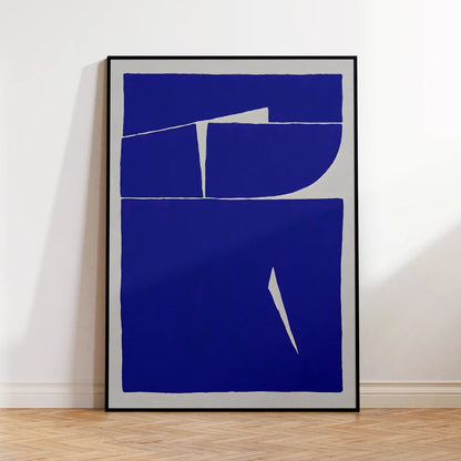 Abstract Blue Geometric Wall Art Print – Modern Framed Canvas Poster