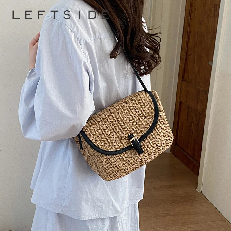 Women's Straw Woven Crossbody Bag – Casual Summer Shoulder Bag
