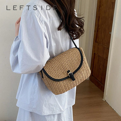Women's Straw Woven Crossbody Bag – Casual Summer Shoulder Bag