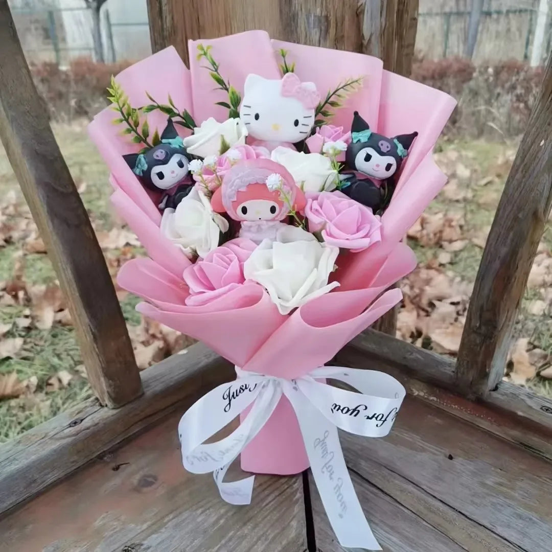 Hello Kitty Plush Bouquet Rose Flower Gift