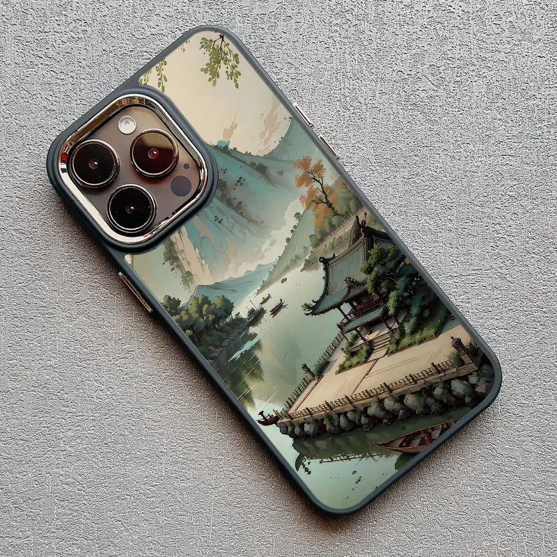 Mountain Peak Lake Vintage Silicone Phone Case