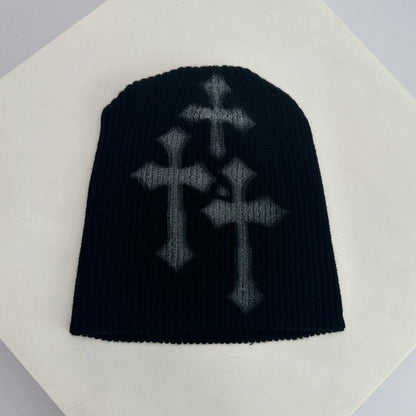 Gothic Knit Beanie – Y2K Dark Aesthetic Winter Hat
