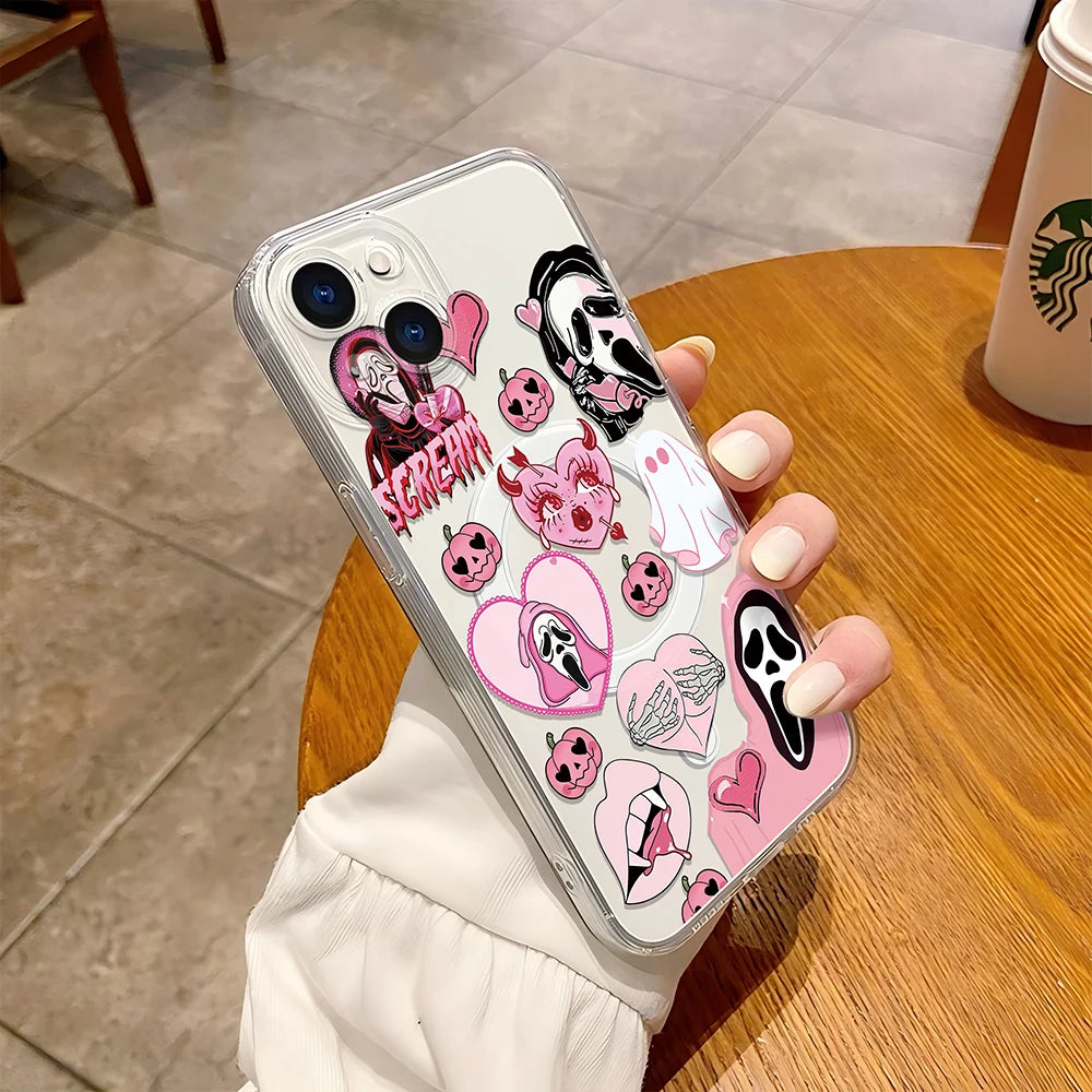 Ghostface Scream iPhone Case – Clear Magnetic Cover