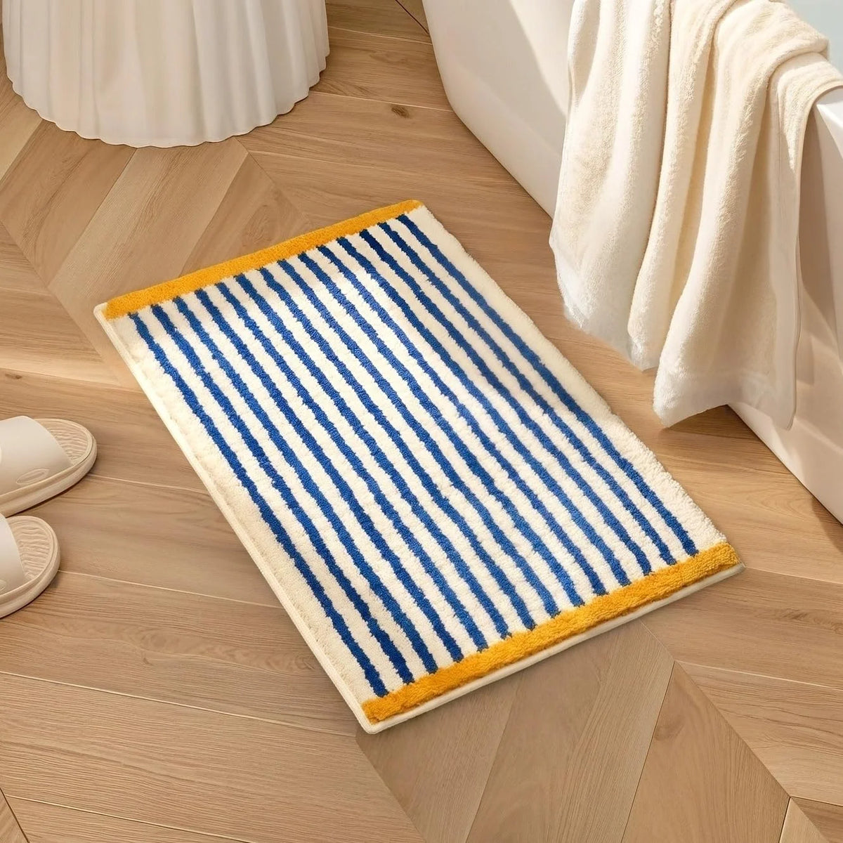 Plaid Bath Mat – Non-Slip Absorbent Bathroom Rug