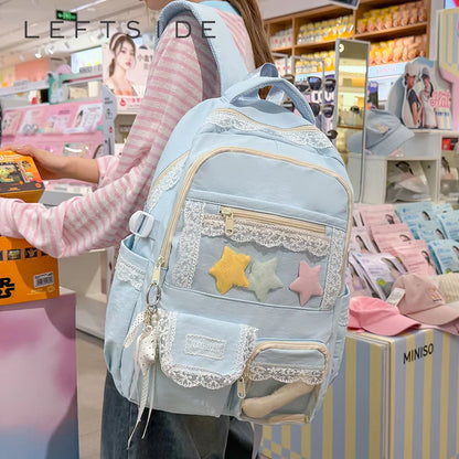 Lace Trim Girls School Backpack – Cute Large Capacity Student Bag