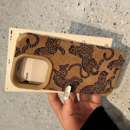 Leopard Print Leather iPhone Case – Vintage Wild Cat Design