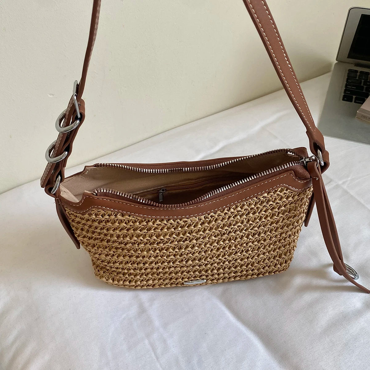Woven Straw Crossbody Bag for Women – Boho Vacation Shoulder Bag