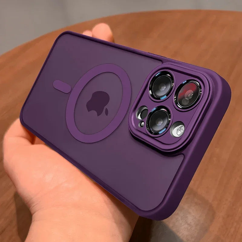 Magnetic MagSafe iPhone Case – Matte Translucent Shockproof Armor
