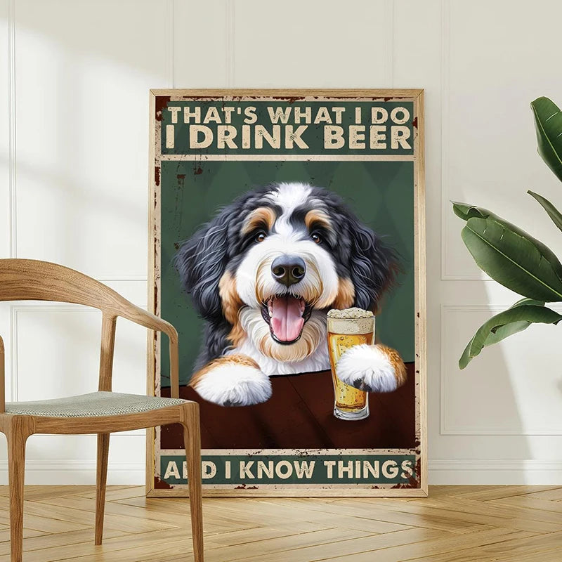 Funny Dog Beer Poster – That's What I Do I Drink Beer Wall Art