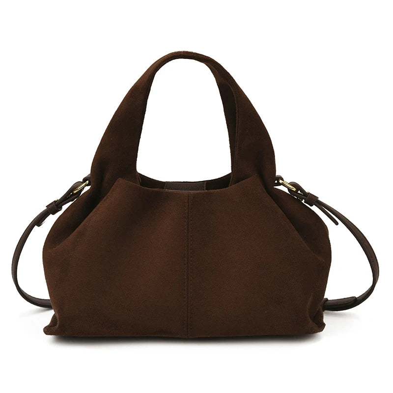 Designer Frosted Mini Handbag Luxury Women's Faux Suede Top-Handle Bags