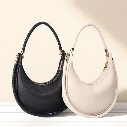 Women's Genuine Leather Shoulder Bag – Luxury Crescent Hobo