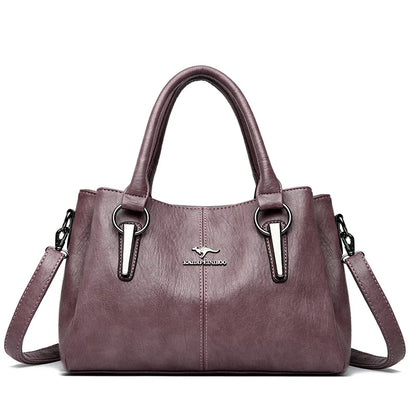 Leather Shoulder Bag – Women's Luxury 3-Layer Crossbody