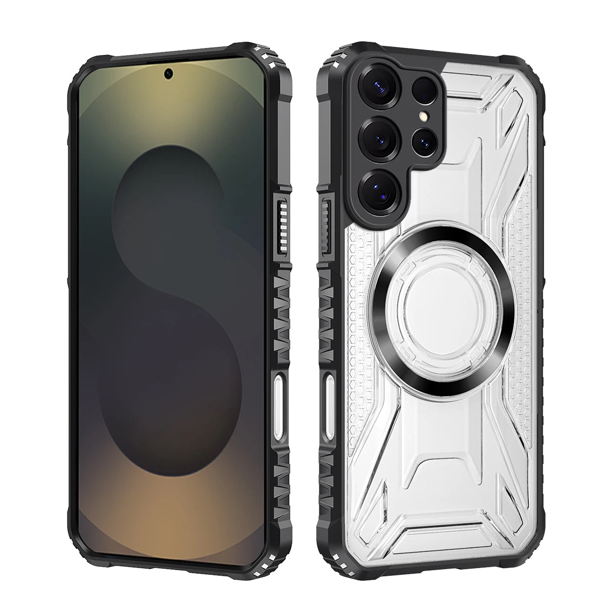 Magnetic Samsung Galaxy Case – Rugged Clear Cover with Metal Ring
