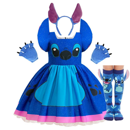 Girls Stitch Cosplay Dress Halloween Costume