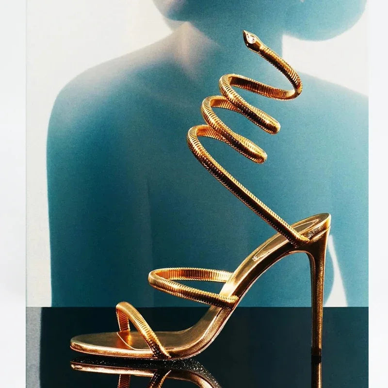 Eilyken Spiral Wrap Ankle Strap Stiletto Sandals – Women's Open Toe Heels