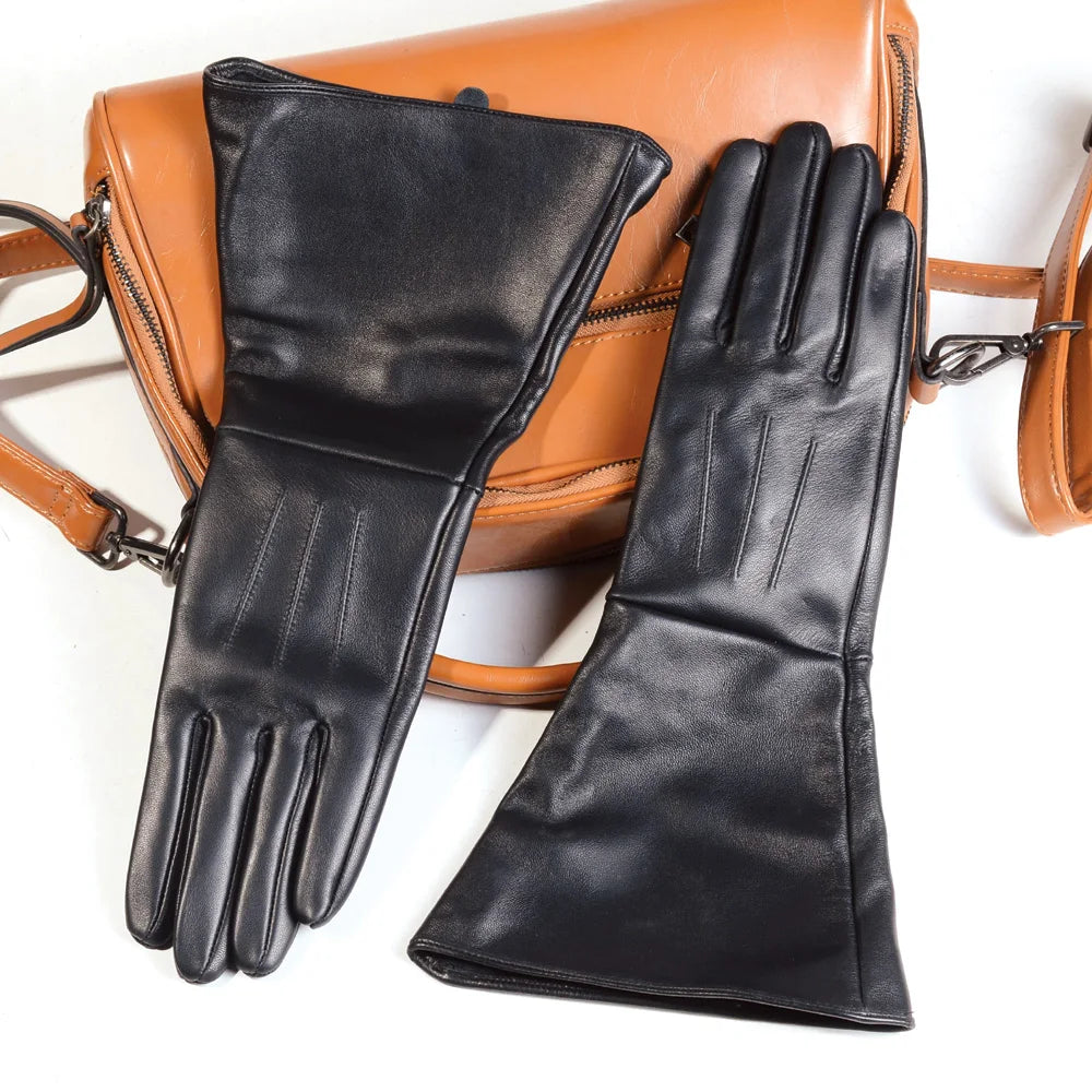 Women's Leather Gauntlet Gloves – Long Cuff Medieval & Renaissance Style