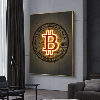Neon Bull Canvas Wall Art Poster – Crypto Bitcoin Decor