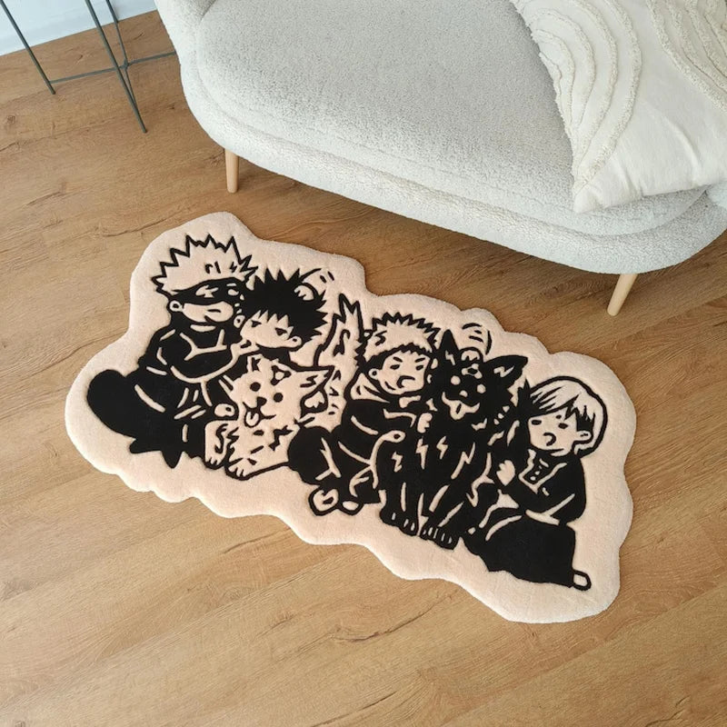 My Hero Academia Anime Rug – Black & White Tufted Mat for Bedroom & Gaming Room