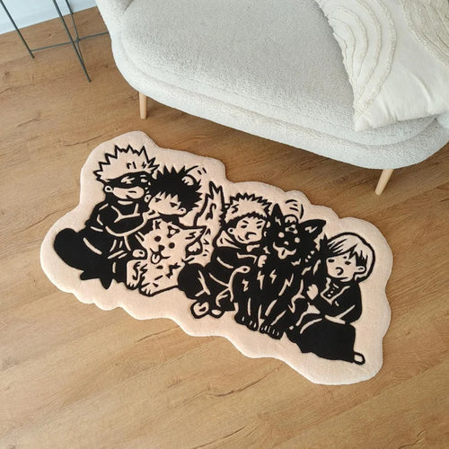 My Hero Academia Anime Rug – Black & White Tufted Mat for Bedroom & Gaming Room