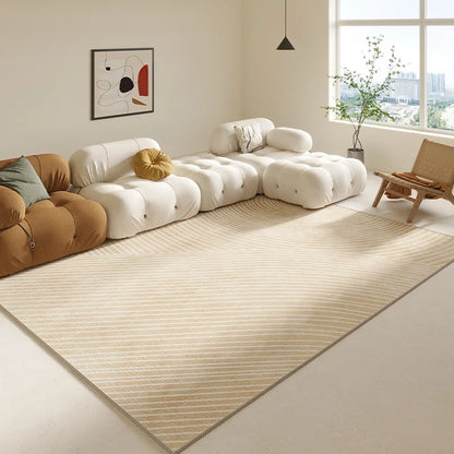 Cream Abstract Area Rug – Light Luxury Living Room Carpet