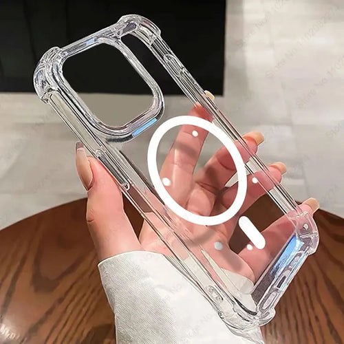 Magnetic Wireless Charger For Magsafe Transparent Case For iPhone 17 11 12 13 14 15 16 Pro Max Plus Shockproof Soft Bumper Cover