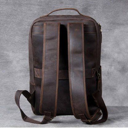 Crazy Horse Leather Backpack for Men – Vintage Laptop Rucksack
