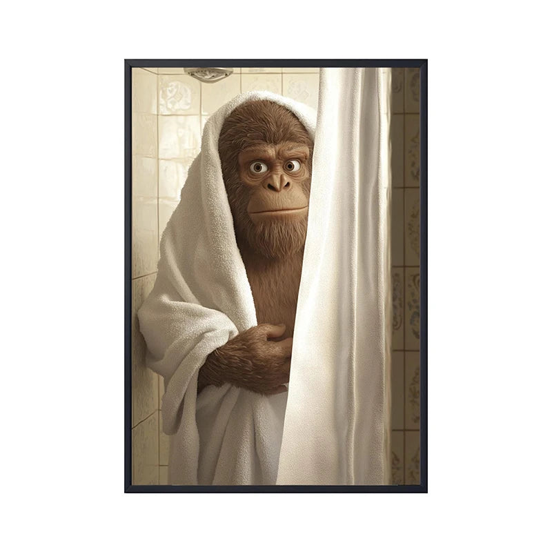 Funny Dog Bathroom Poster – Schnauzer in Bathrobe Wall Art Print