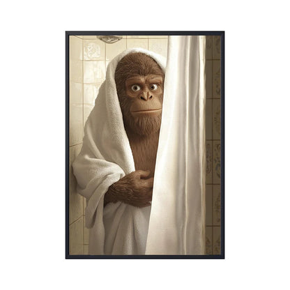 Funny Dog Bathroom Poster – Schnauzer in Bathrobe Wall Art Print