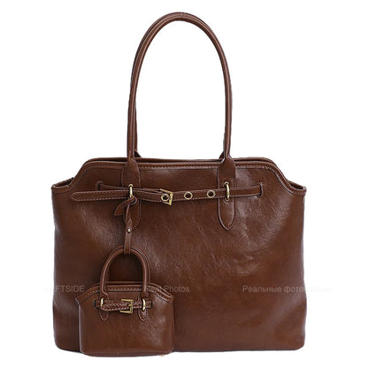 Big PU Leather Short Handle Shoulder Bag