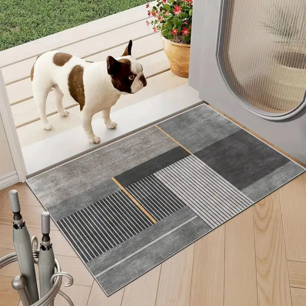 Minimalist Grey Door Mat – Non-Slip, Dirt Resistant Entrance Rug