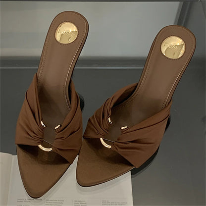 Women's Open Toe Stiletto Heel Slide Mules