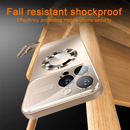 Magnetic Wireless Charging Phone Case – Titanium Metallic Glass for iPhone 11–16
