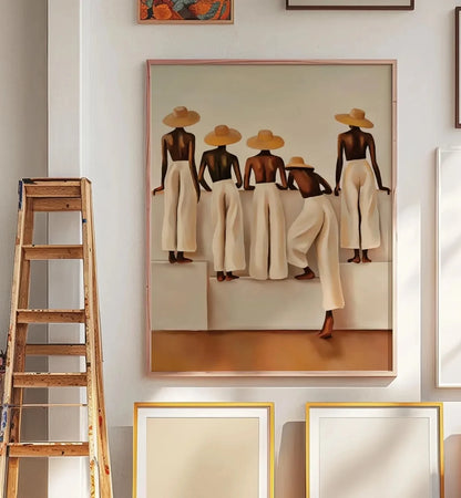 Boho Women Figure Wall Art – Beige Minimalist Canvas Print