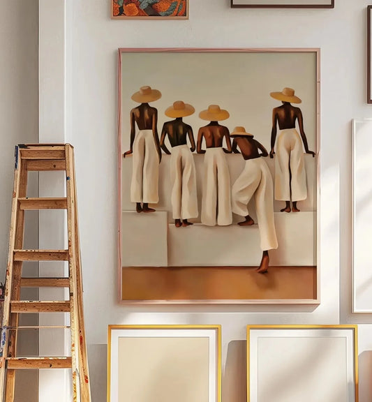 Boho Women Figure Wall Art – Beige Minimalist Canvas Print