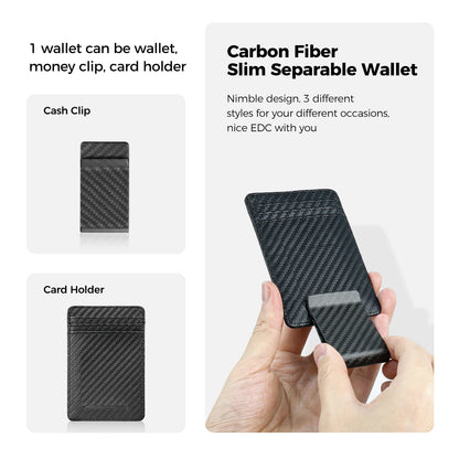 Carbon Fiber Money Clip Slim Card Holder Wallet for Men