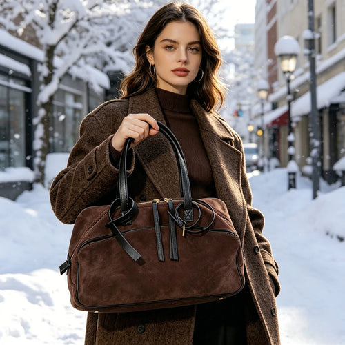 Cow Genuine Leather Tote Bag Suede Commuting Cowhide Handbags