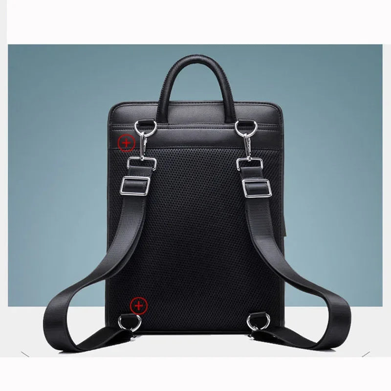 Genuine Leather Men's Backpack – Large Laptop Bag
